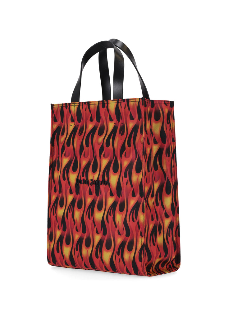 CLASSIC LOGO FLAMES TOTE BAG RED-YELLOW/