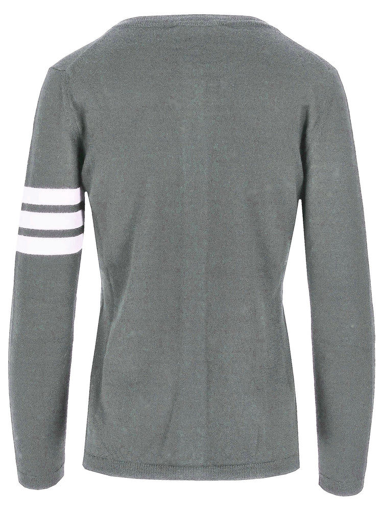 LA ROSE grey cardigan white stripes