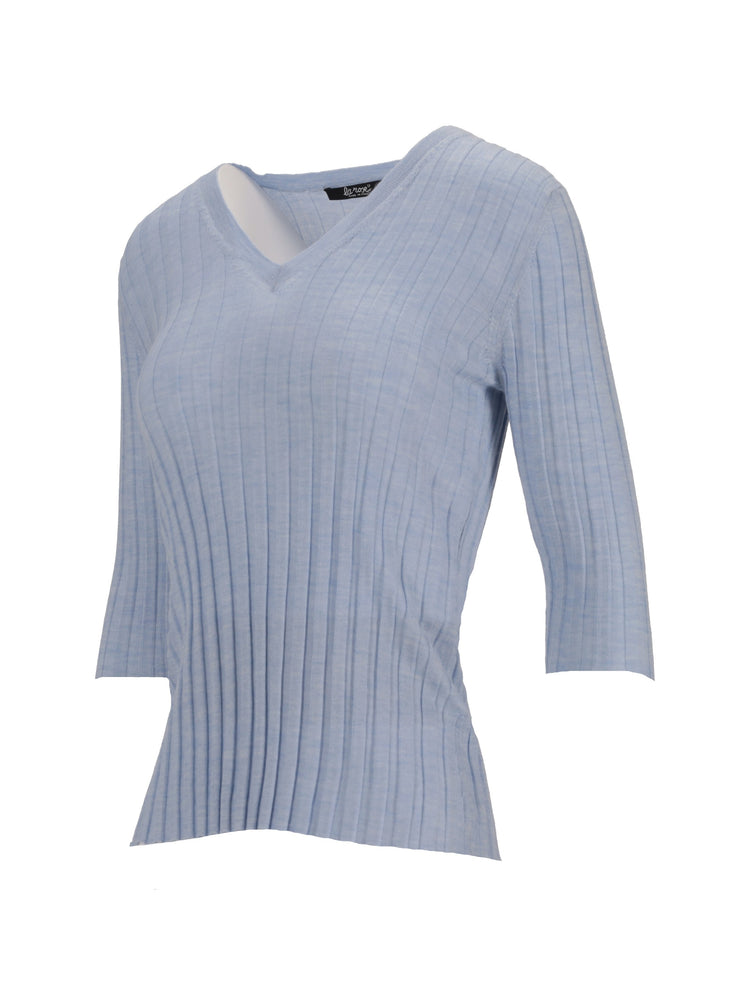 LA ROSE V neck cash/silk sky