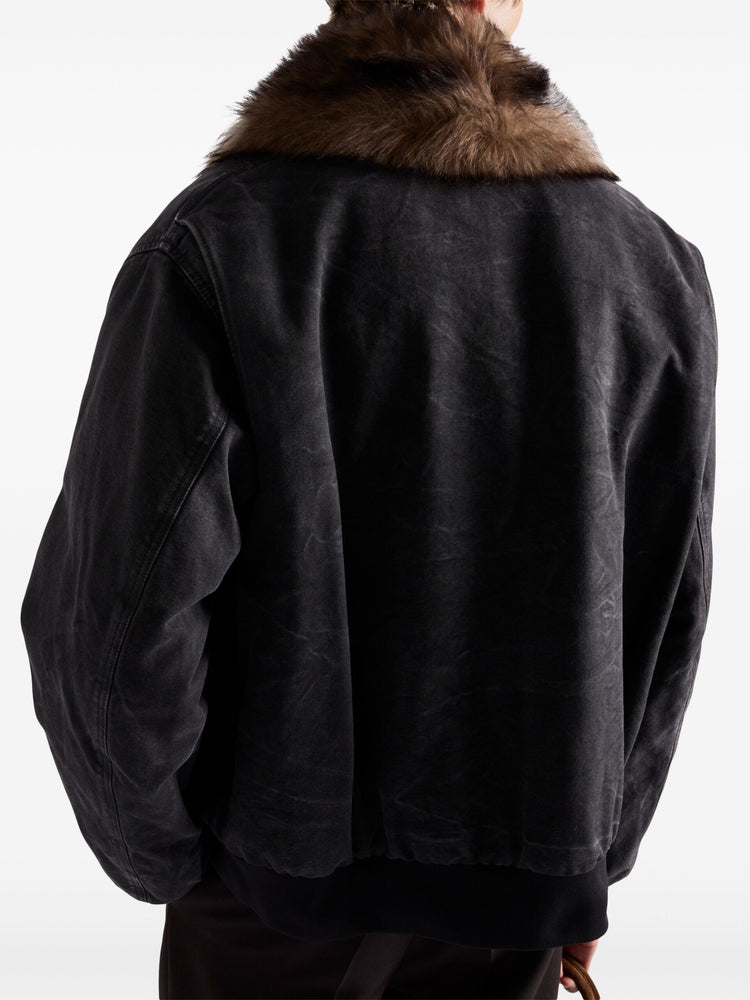 cotton shearling-collar jacket