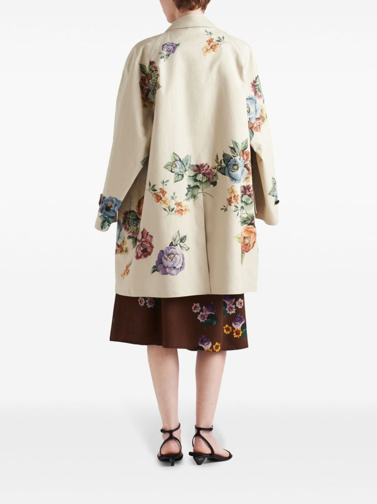 floral-print single-breasted coat