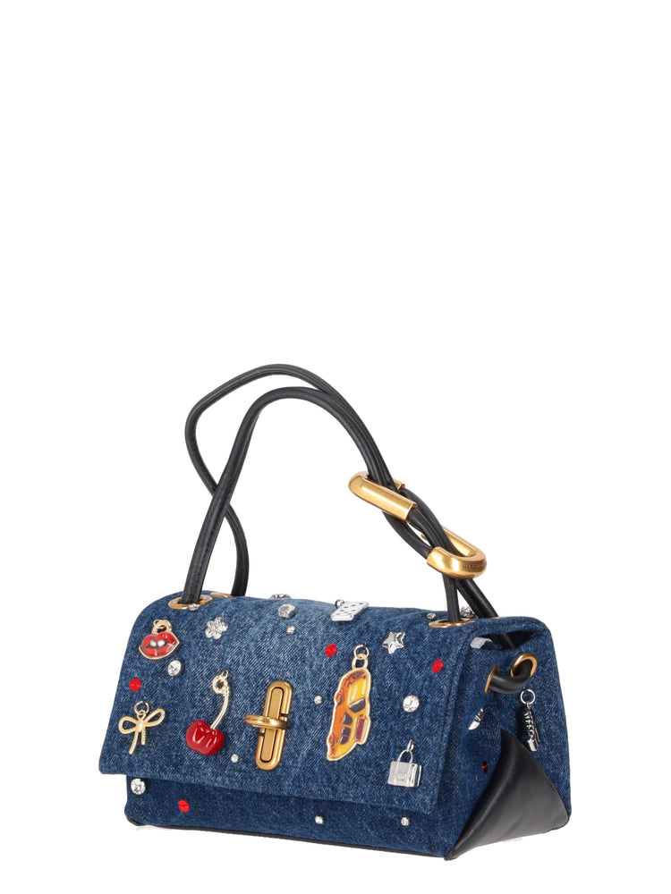 TRINKET CHARM DENIM DUAL BAG