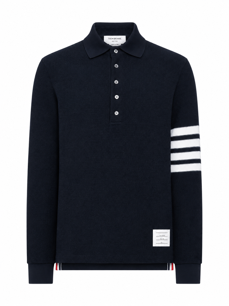 LONG SLEEVE POLO IN TEXTURED PIQUE W/ ENG 4 BAR
