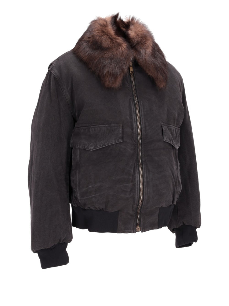 cotton shearling-collar jacket