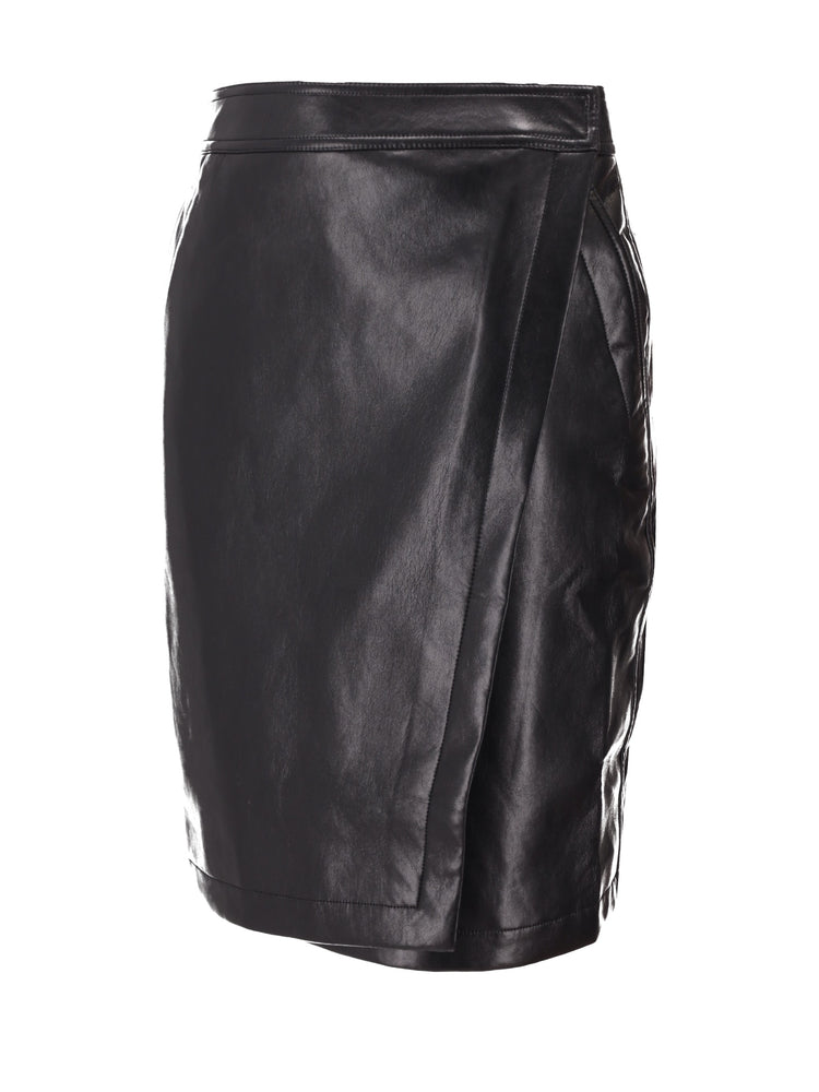 ALANIS SKIRT - BLACK RECYCLED LEATHER