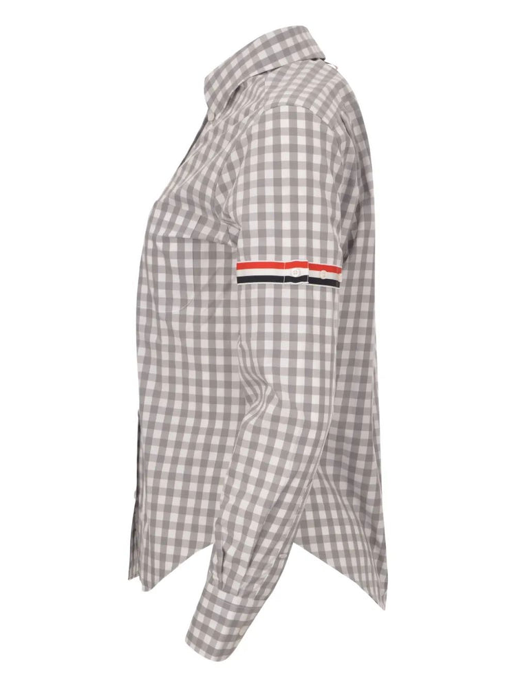 CLASSIC LONG SLEEVE POINT COLLAR SHIRT W/ARMBANDS IN GINGHAM CHECK POPLIN