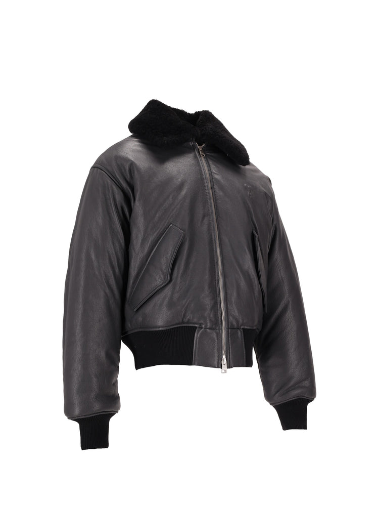 VESTE ZIPPEE EN CUIR