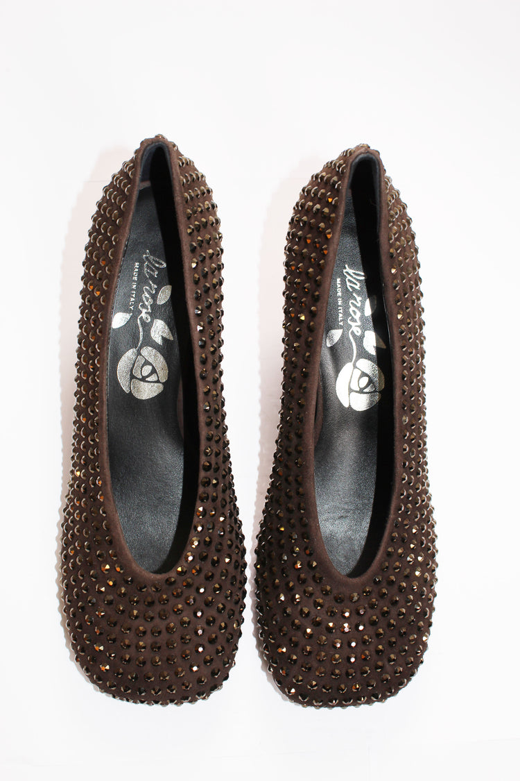 pumps crystal brown