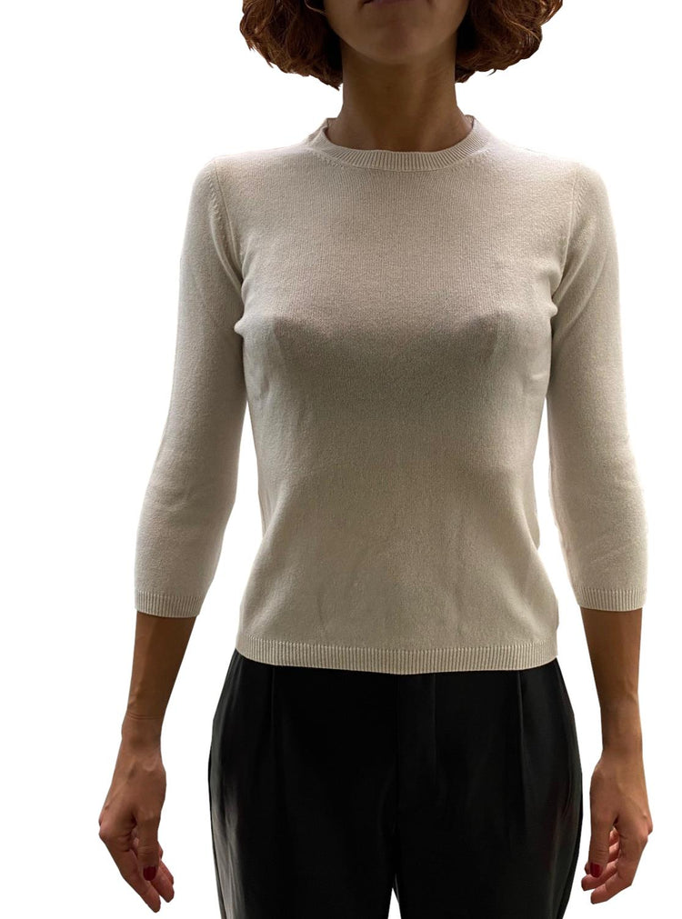 LA ROSE maglia 3/4 cashmere ocra
