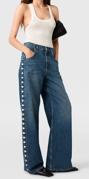 DARK BLUE WIDE BUTTON UP LEG