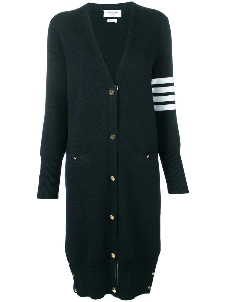 MILANO STITCH LONG V NECK CARDIGAN IN FINE MERINO WOOL