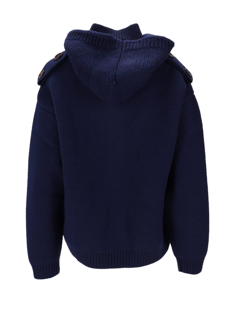 Double Collar Zip-Up Knit Jacket