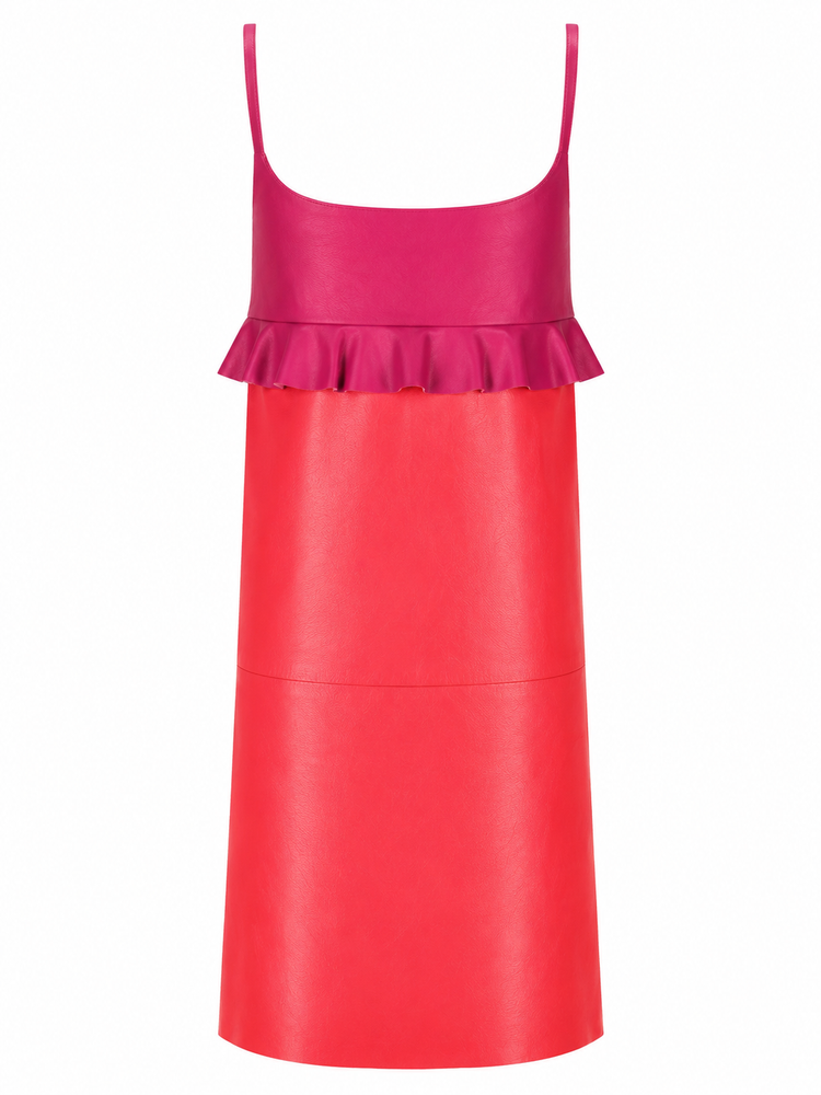 LA ROSE leather dress top verde gonna azzurra