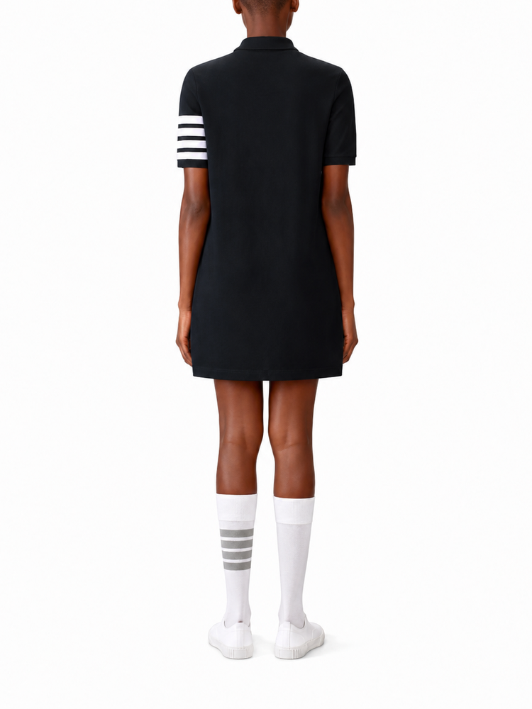 POLO DRESS IN TEXTURED PIQUE W/ ENG 4 BAR