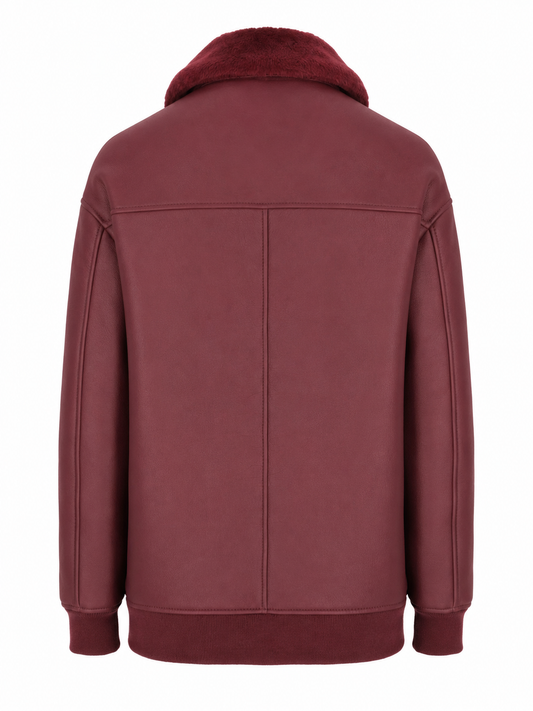 LA ROSE bomber lungo MU in pelle montone bordeaux