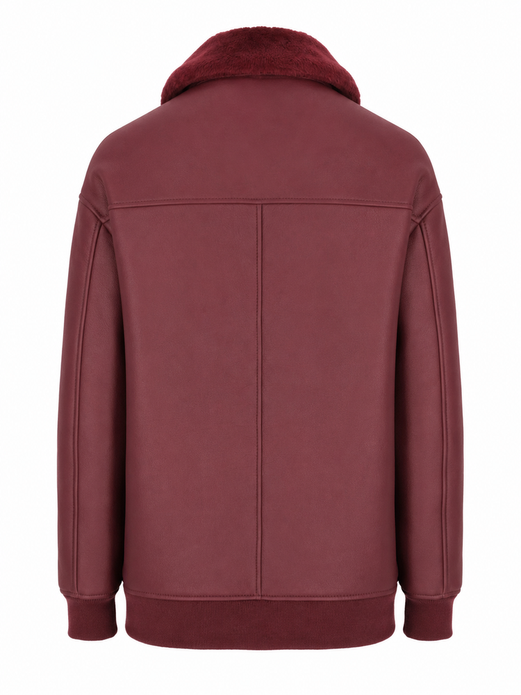LA ROSE bomber lungo MU in pelle montone bordeaux