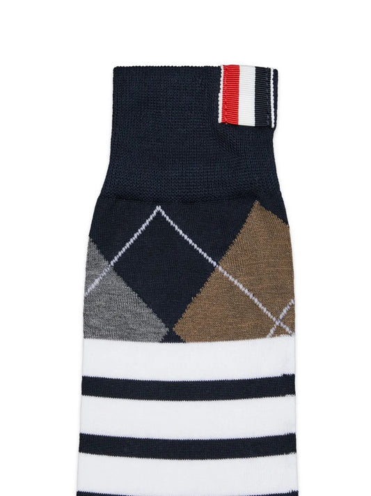 ARGYLE OVER THE CALF SOCKS W/ 4BAR IN COTTON