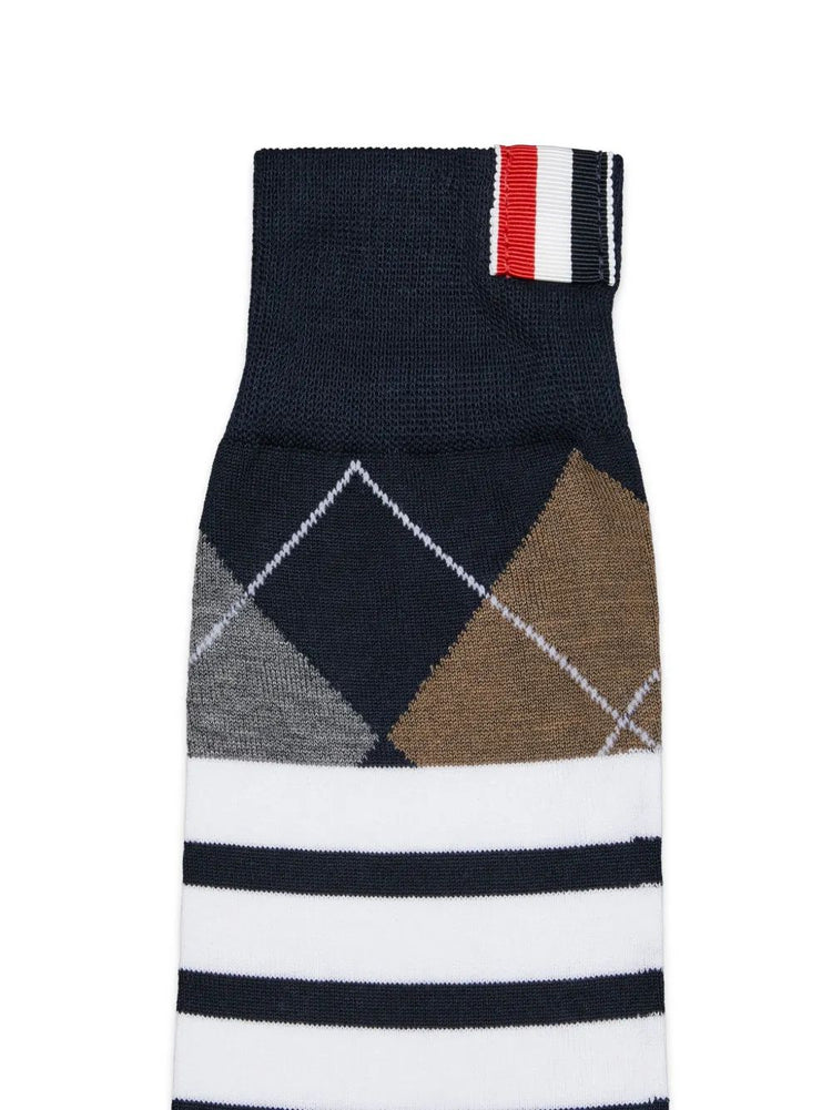 ARGYLE OVER THE CALF SOCKS W/ 4BAR IN COTTON
