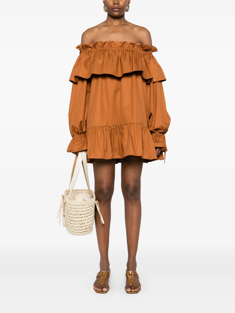 ruffled cotton mini dress