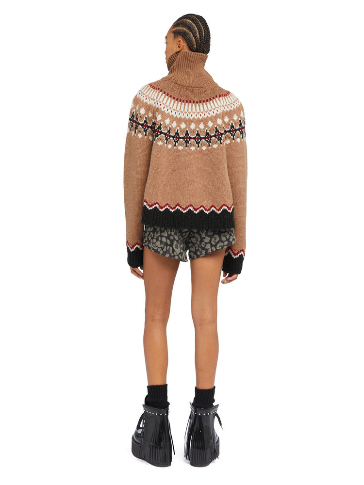 SWEET WINTER TURTLENECK CAMEL/MULTICOLOR