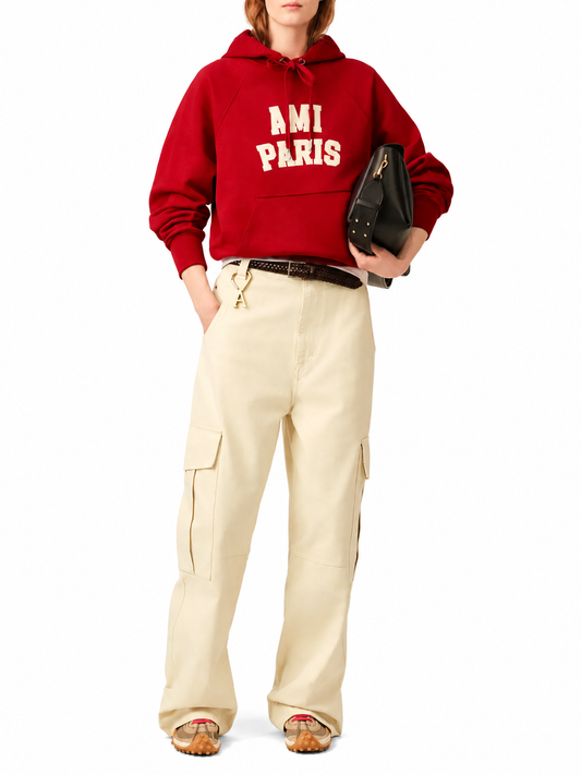 HOODIE WITH AMI PARIS FELT EMBROIDERY