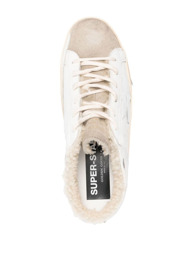 SUPER-STAR SABOT LEATHER UPPER SUEDE TOE SHINY LEATHER STAR SHEARLING LINING