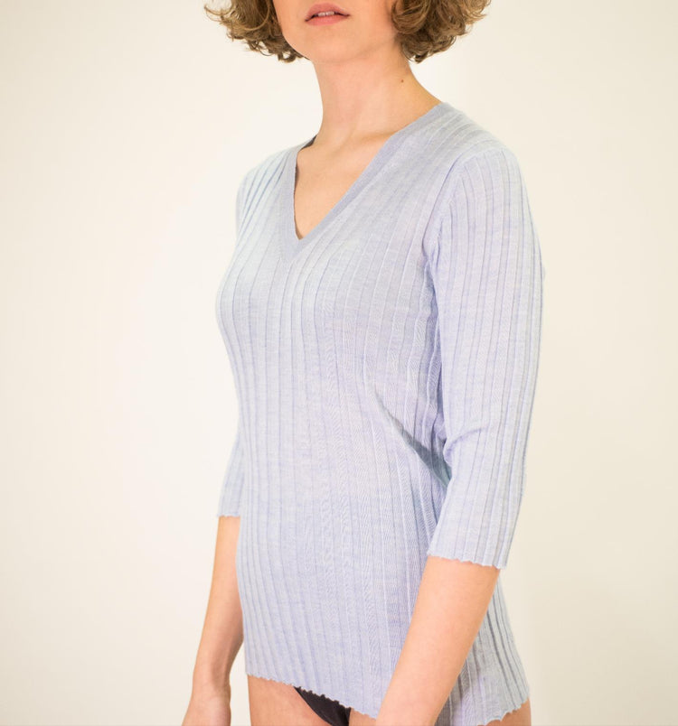 LA ROSE V neck cash/silk hot pink