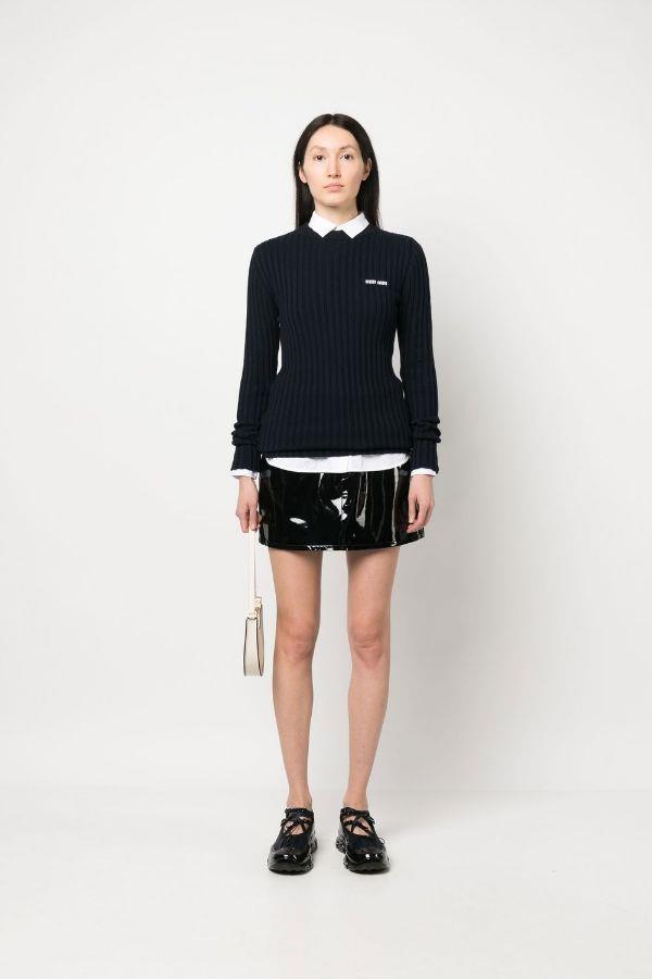 MIU MIU embroidered-logo detail jumper