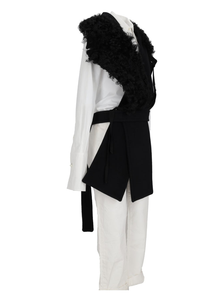 MANON ASYMMETRIC PLASTRON WITH FUR COLLAR BEAVER