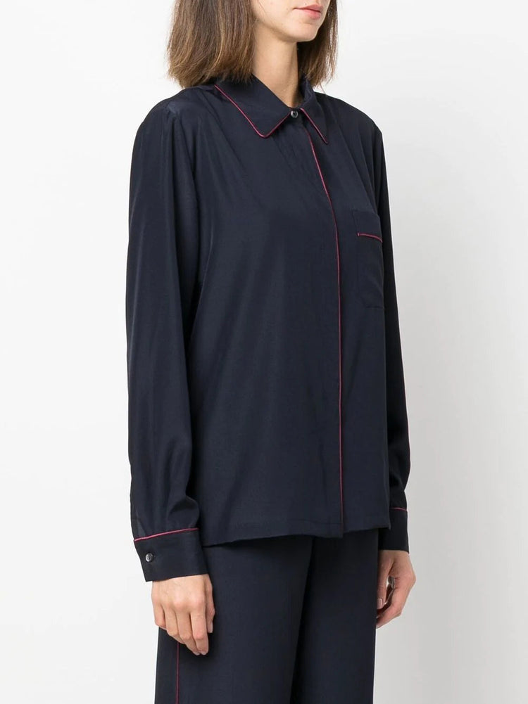 PAROSH seam-detail button-up shirt