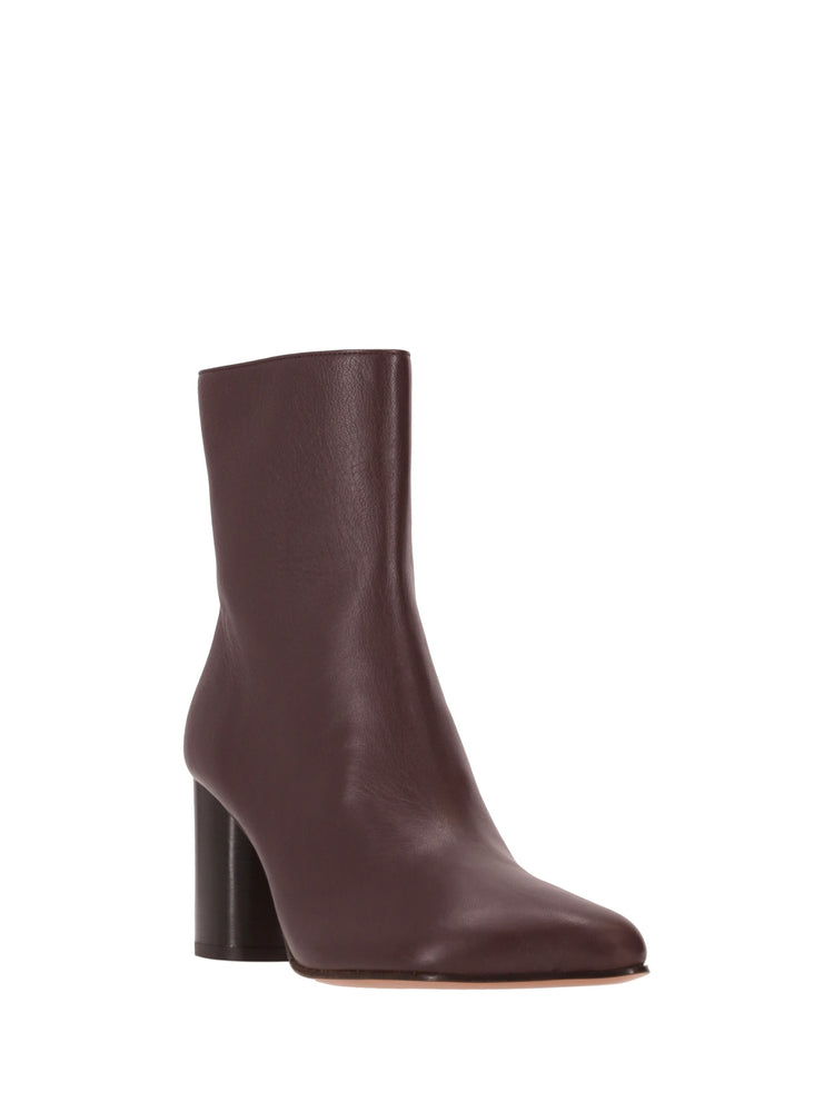 OBLIQUA BLOCK HEEL BOOTIES - Calfskin