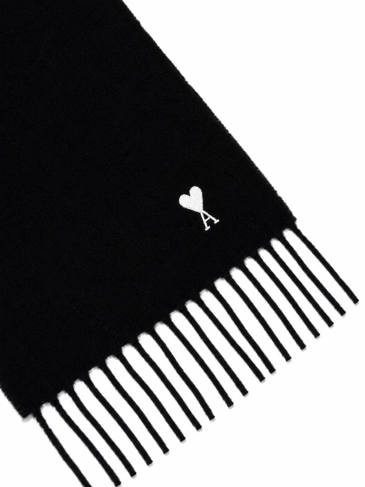 WOOL SCARF WITH AMI DE COEUR EMBROIDERY