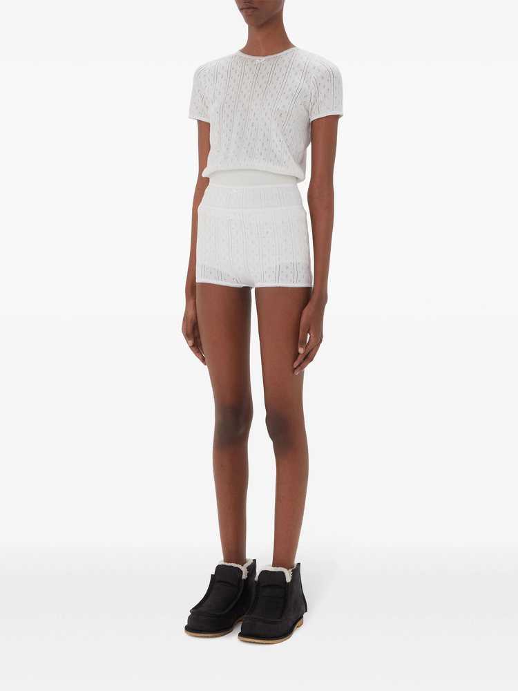 double-layer pointelle shorts