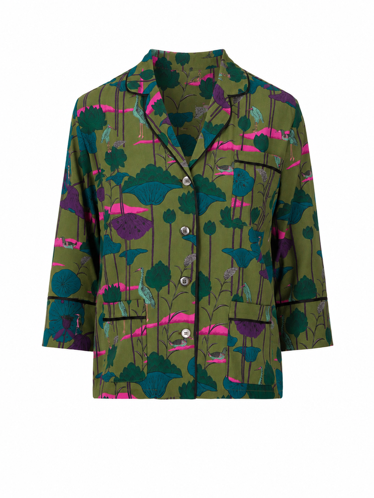 LAURA URBINATI 3/4 sleeves pajama shirt green