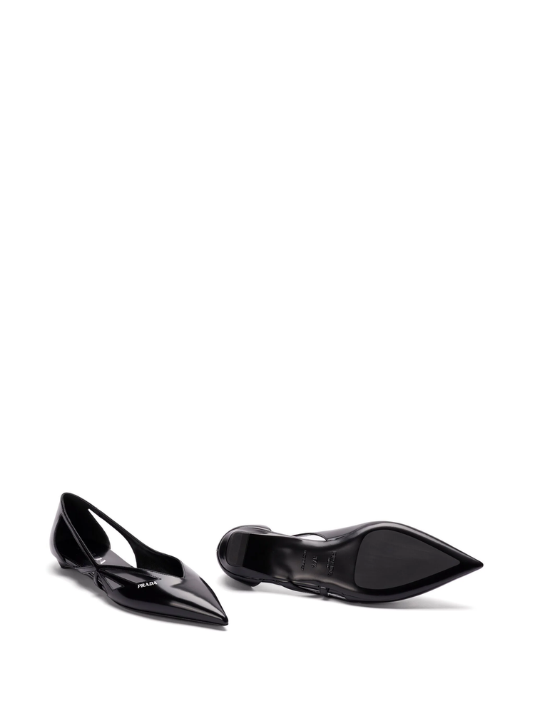 15mm cut-out leather ballerina shoes