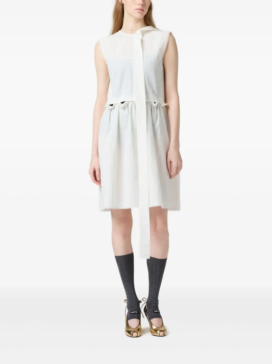 slubbed poplin logo-patch dress