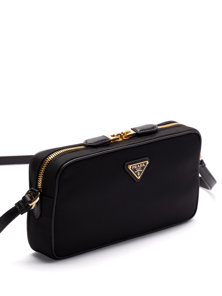 enamel-triangle crossbody bag
