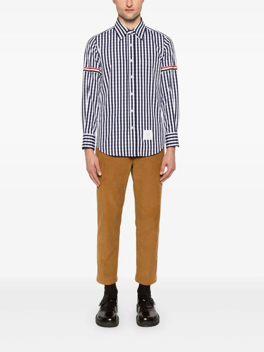 STRAIGHT FIT PC L/S SHIRT W/GG ARMBAND IN GINGHAM CHECK POPLIN