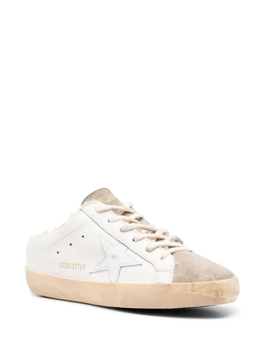 SUPER-STAR SABOT LEATHER UPPER SUEDE TOE SHINY LEATHER STAR SHEARLING LINING
