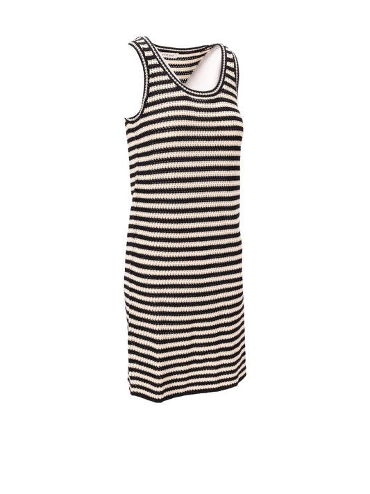ARIE DRESS - BLACK AND IVORY STRIPE