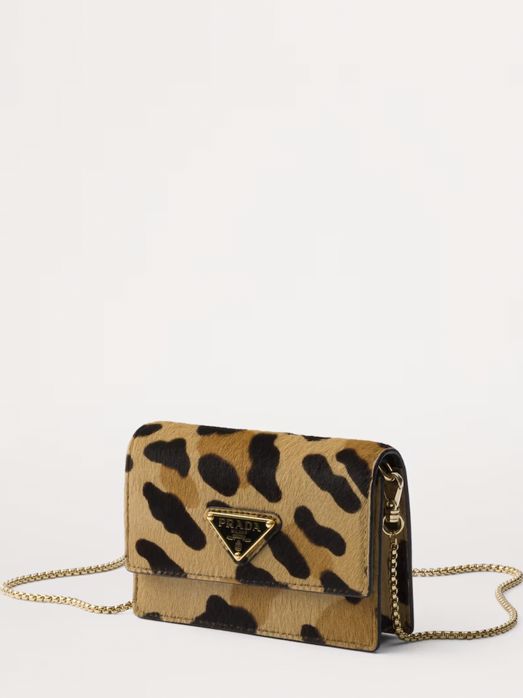 calf hair leopard print card holder