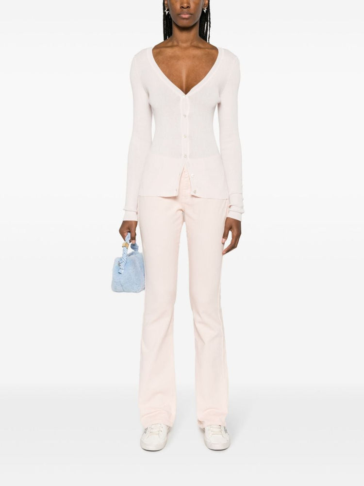 ribbed cotton-blend cardigan