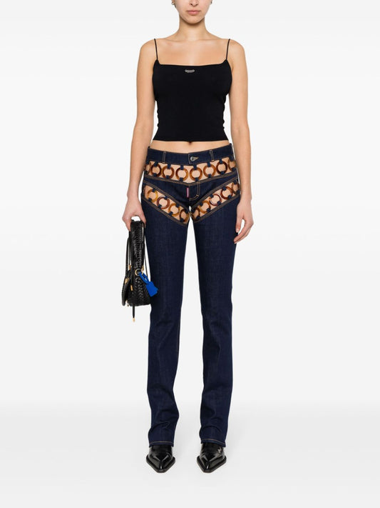 logo-plaque knitted crop top