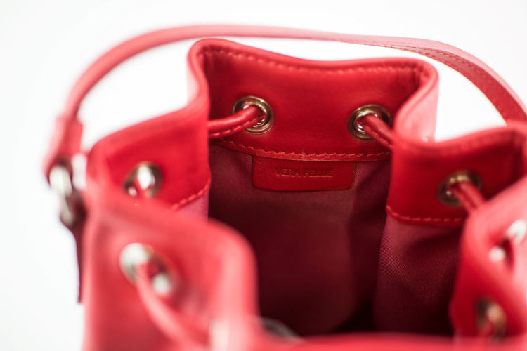 leather satchel bag red
