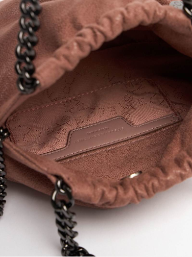 FALABELLA MINI DRAWSTRING BAG ECO SHAGGY DEER W/DARK RUTHENIUM COLOR CHAIN