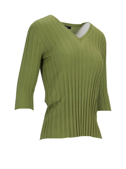 LA ROSE V neck cash/silk green