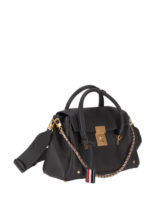 SOFT MRS. THOM LUGGAGE BAG W/ LEATHER SHOULDER STRAP AND RWB WOVEN CHAIN IN SOFT PEBBLE GRAIN
