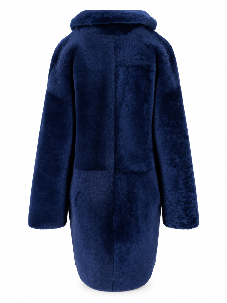 LA ROSE montone lungo bluette reversibile