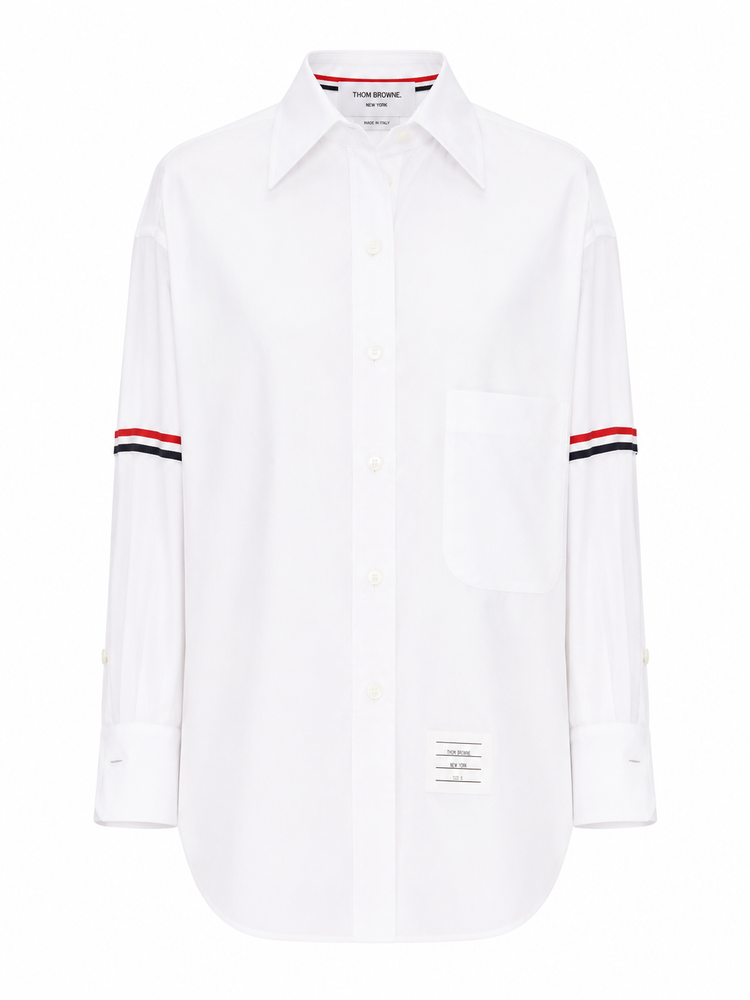 SUPERSIZED POINT COLLAR SHIRT W/ RWB GROSGRAIN ARMBANDS IN OXFORD