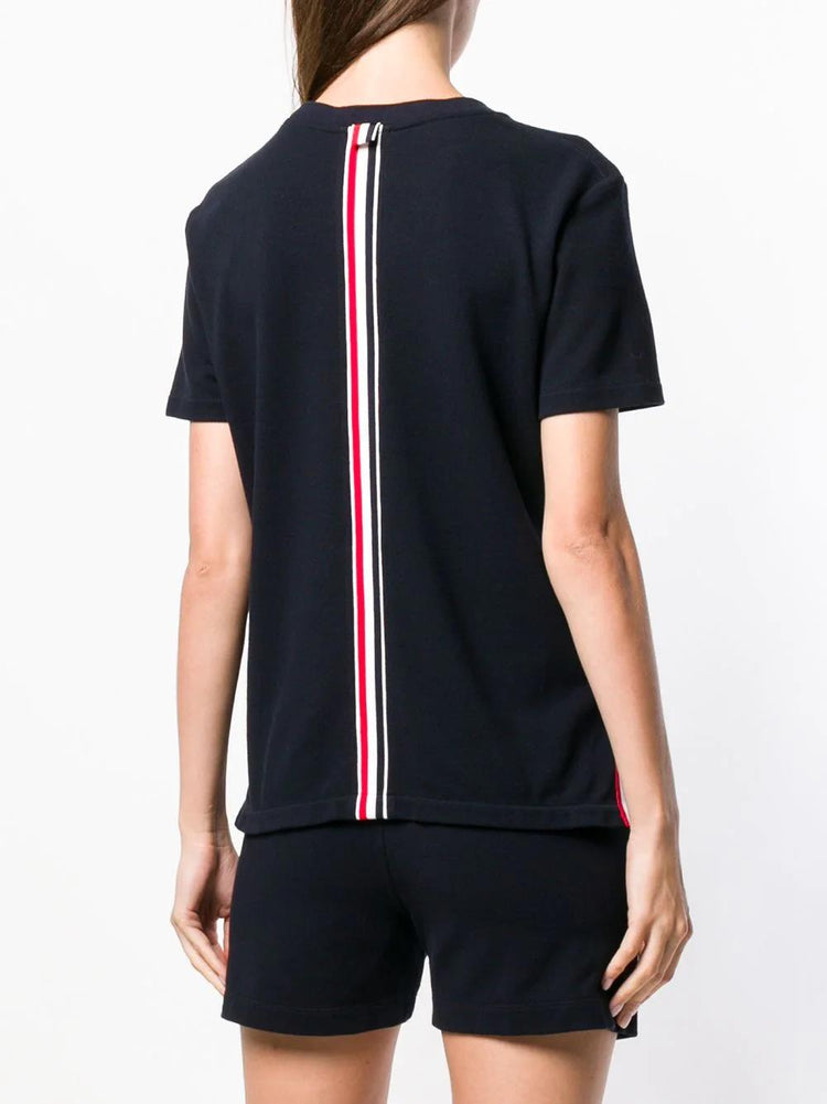 RELAXED FIT SHORT SLEEVE TEE W/ CENTER BACK RWB STRIPE IN CLASSIC PIQUE